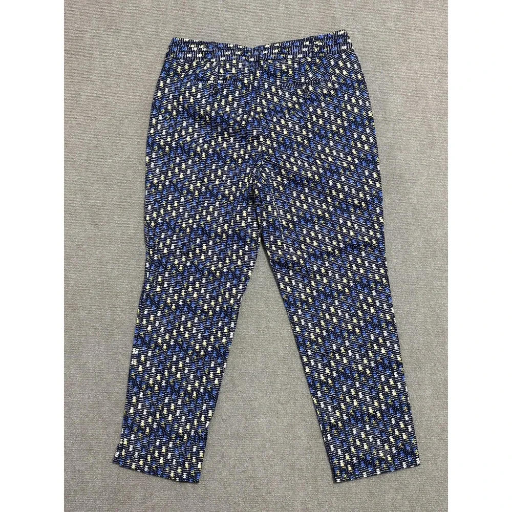 Rafaella Pants Womens 10P Petite‎ Blue Geometric Ankle Stretch Cotton Spandex